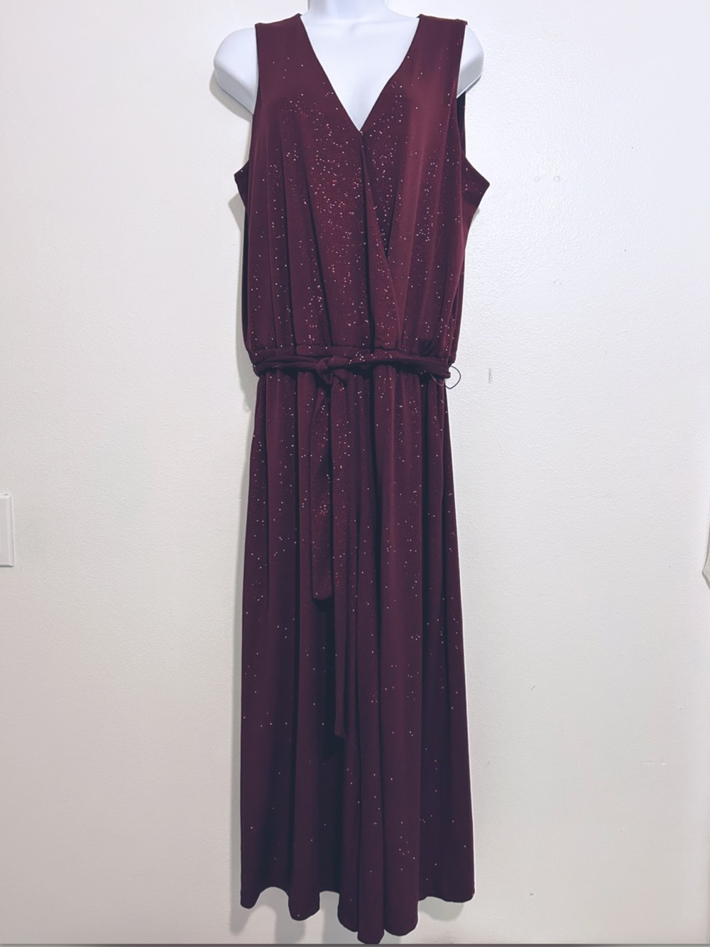 Michael Kors Sleeveless Maroon Sparkle Jumpsuit
